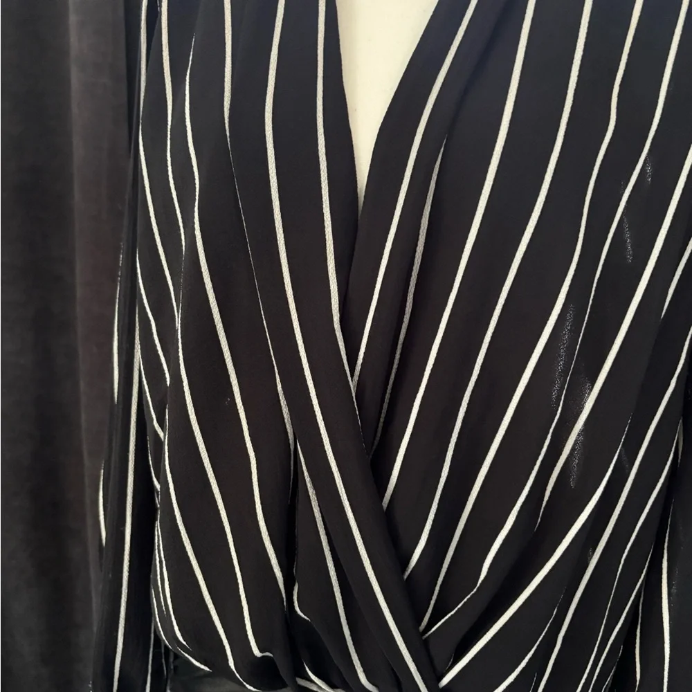 Astr Black and White Striped Blouse - Picture 2 of 5